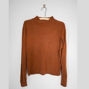 Silk Ribbed Turtleneck in chestnut brown